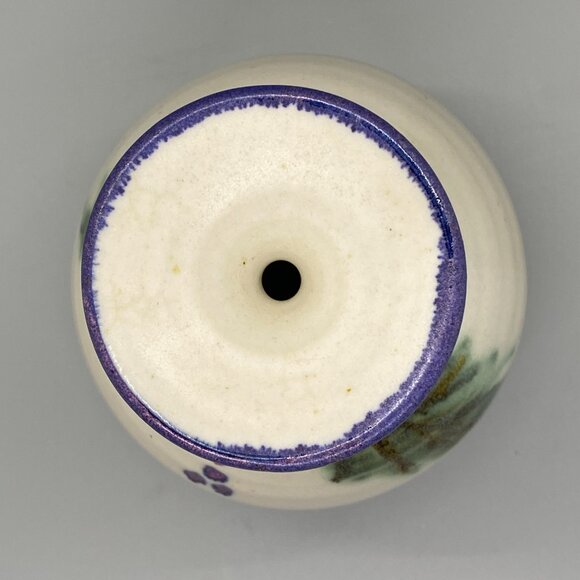 Clouds Folsom Signed Single Stem Pottery Vase Heart Flower Evergreen Bough - Picture 5 of 9